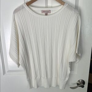Philosophy Cream Ribbed Knit Blouse dolman sleeve medium